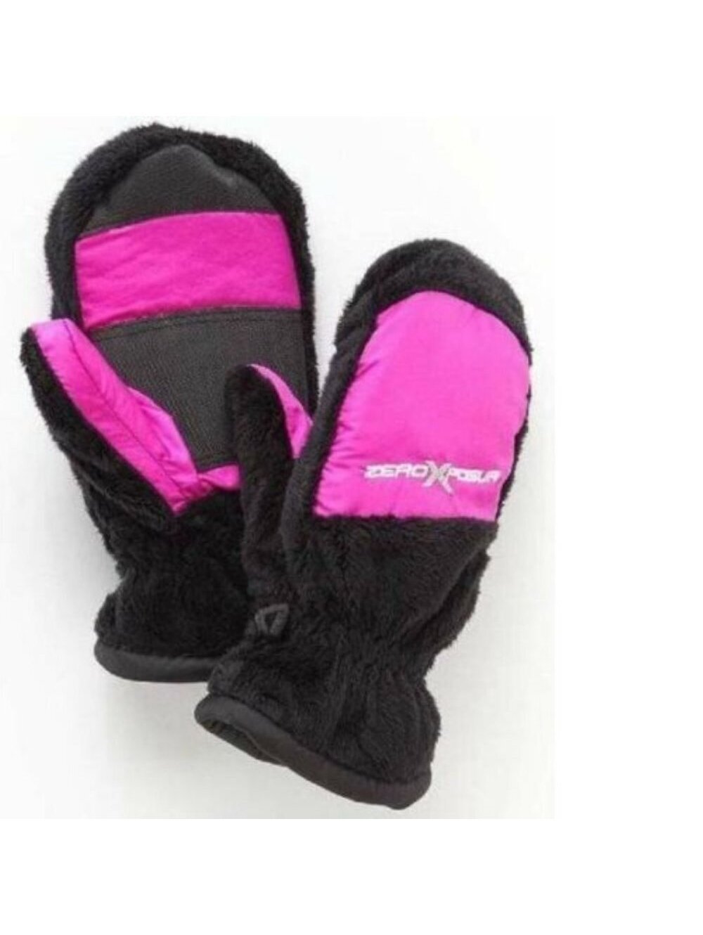Zeroxposur Mittens 4/6X Girls Fleece Black Pink Gloves Thinsulate Winter Snow